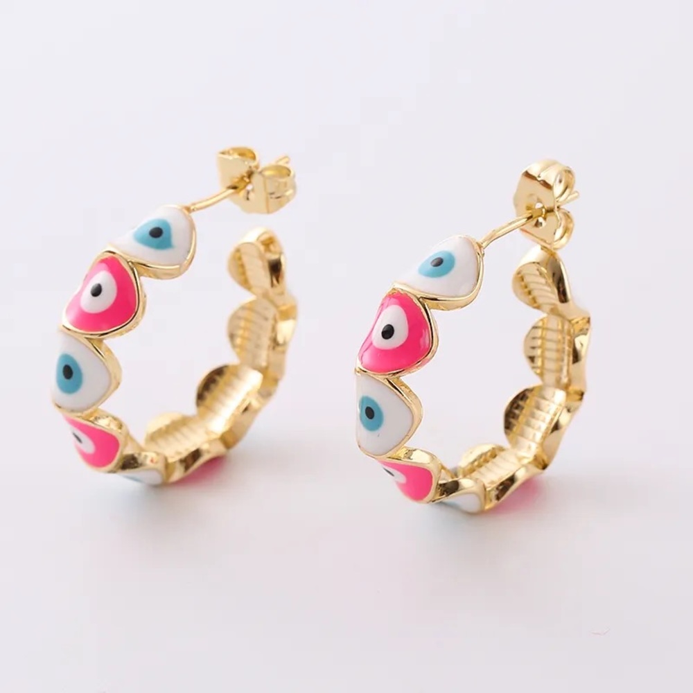 Trendy Evil Eye Hoop Earrings 🧿